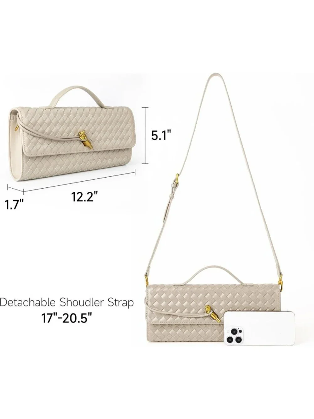 Women Seashell Beige Leather Suede Woven Clutch Purse For Evening Crossbody Bag